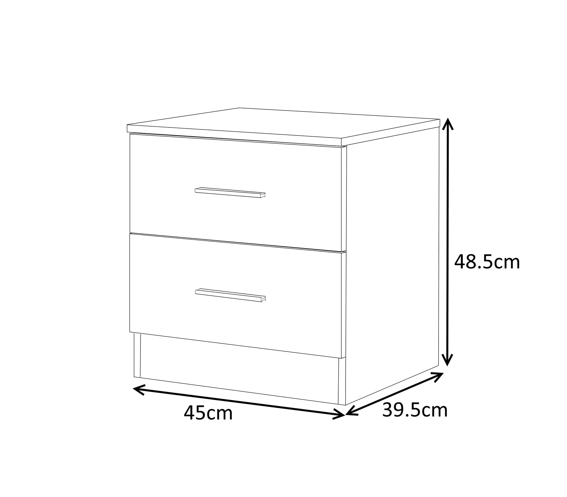 REFLECT SET High Gloss 3 Door Mirrored + Chest + Bedside (3 Piece Set) - 4 Colours