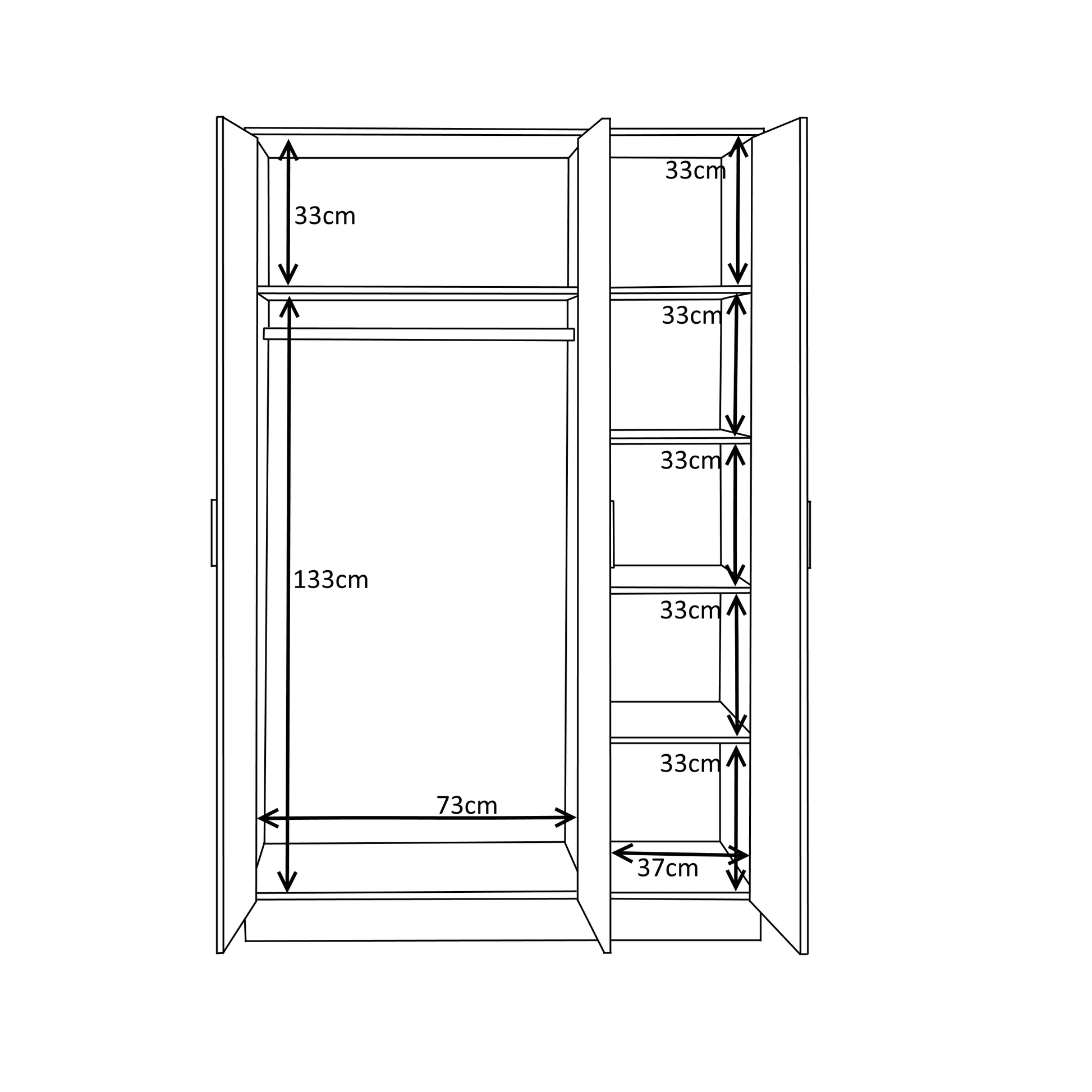 REFLECT SET High Gloss 3 Door Mirrored + Chest + Bedside (3 Piece Set) - 4 Colours