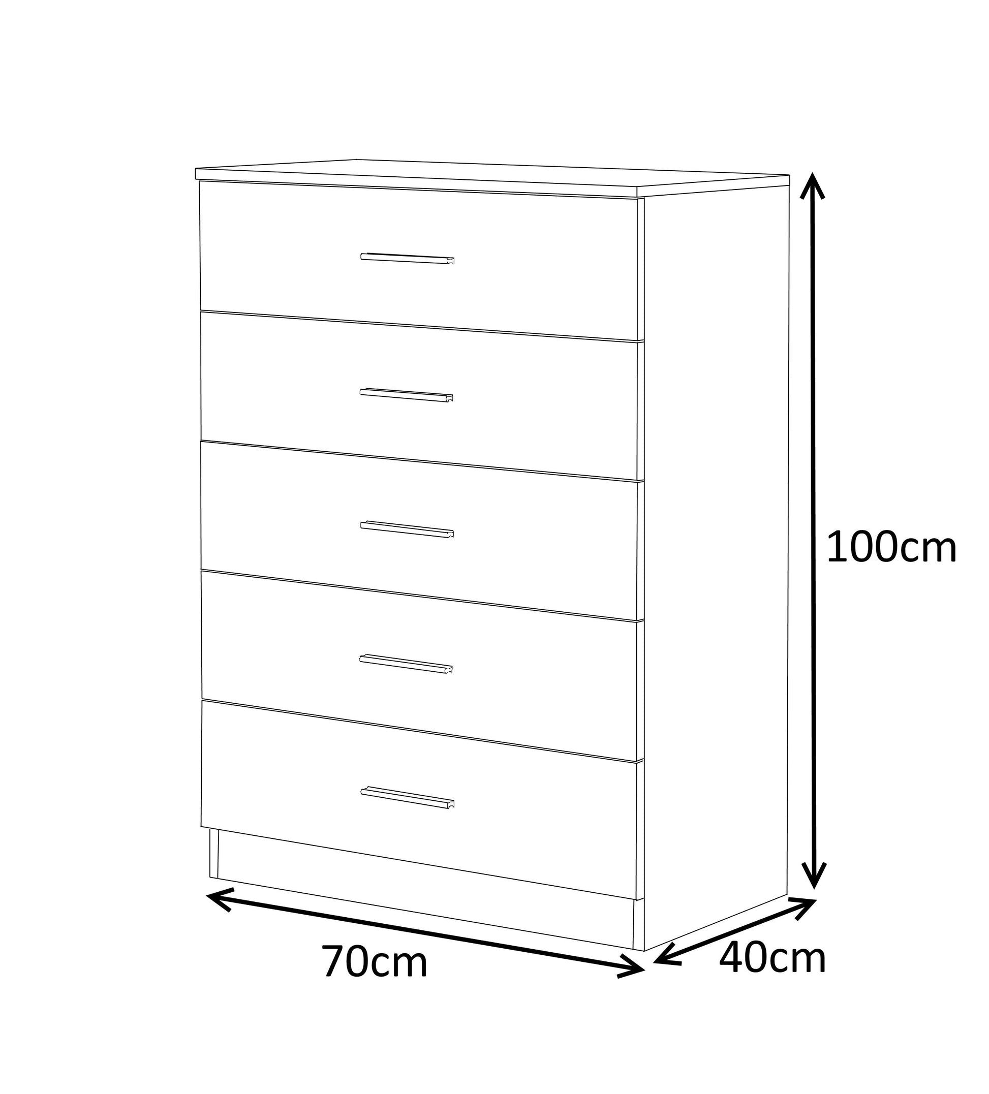 REFLECT SET High Gloss 2 Door Plain + Chest + Bedside (3 Piece Set) - 5 Colours