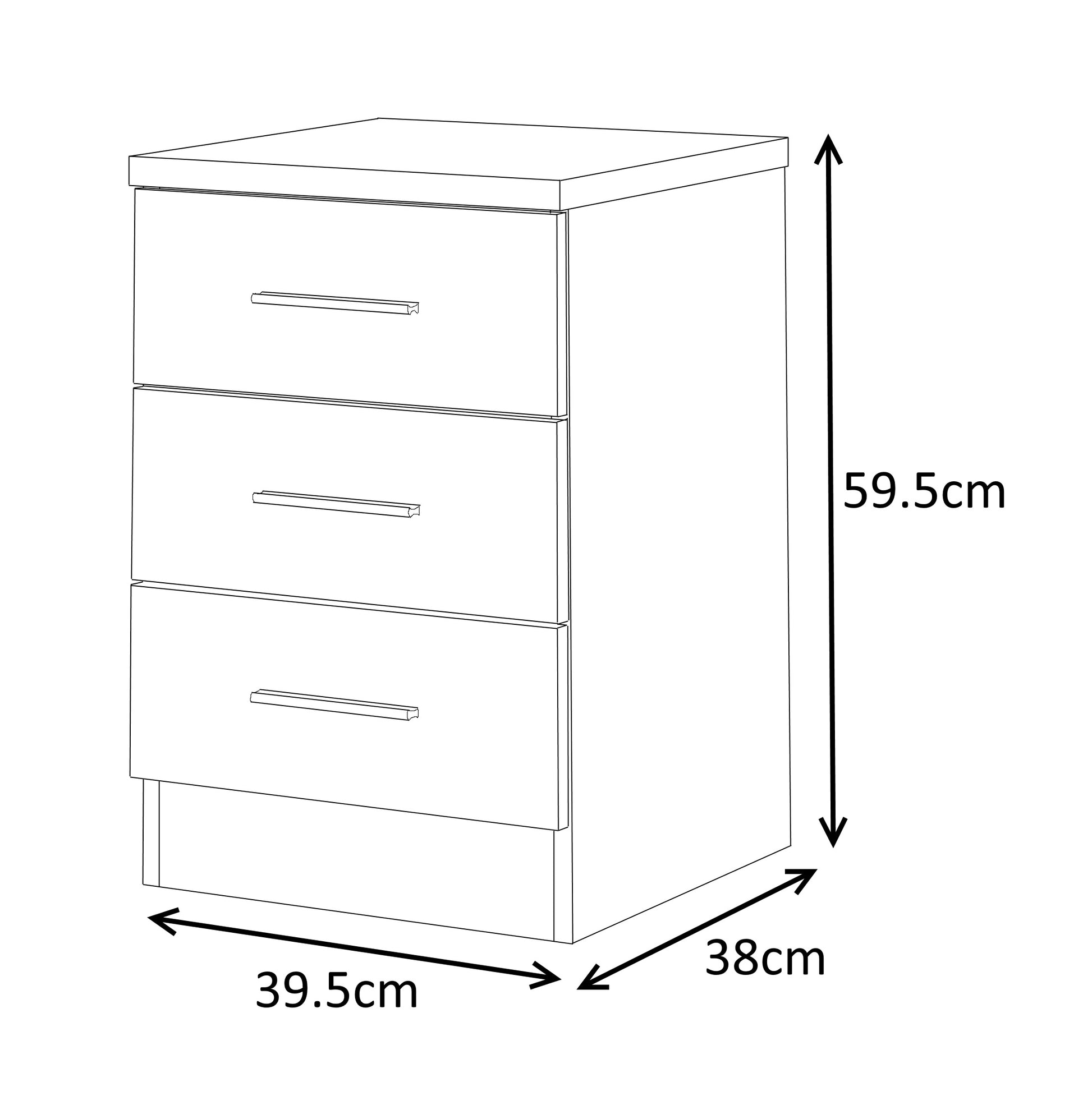 REFLECT SET 2 Door Slider + 6 Drawer Chest + 3 Drawer Bedside (3 Piece Set) in Black Gloss / Walnut