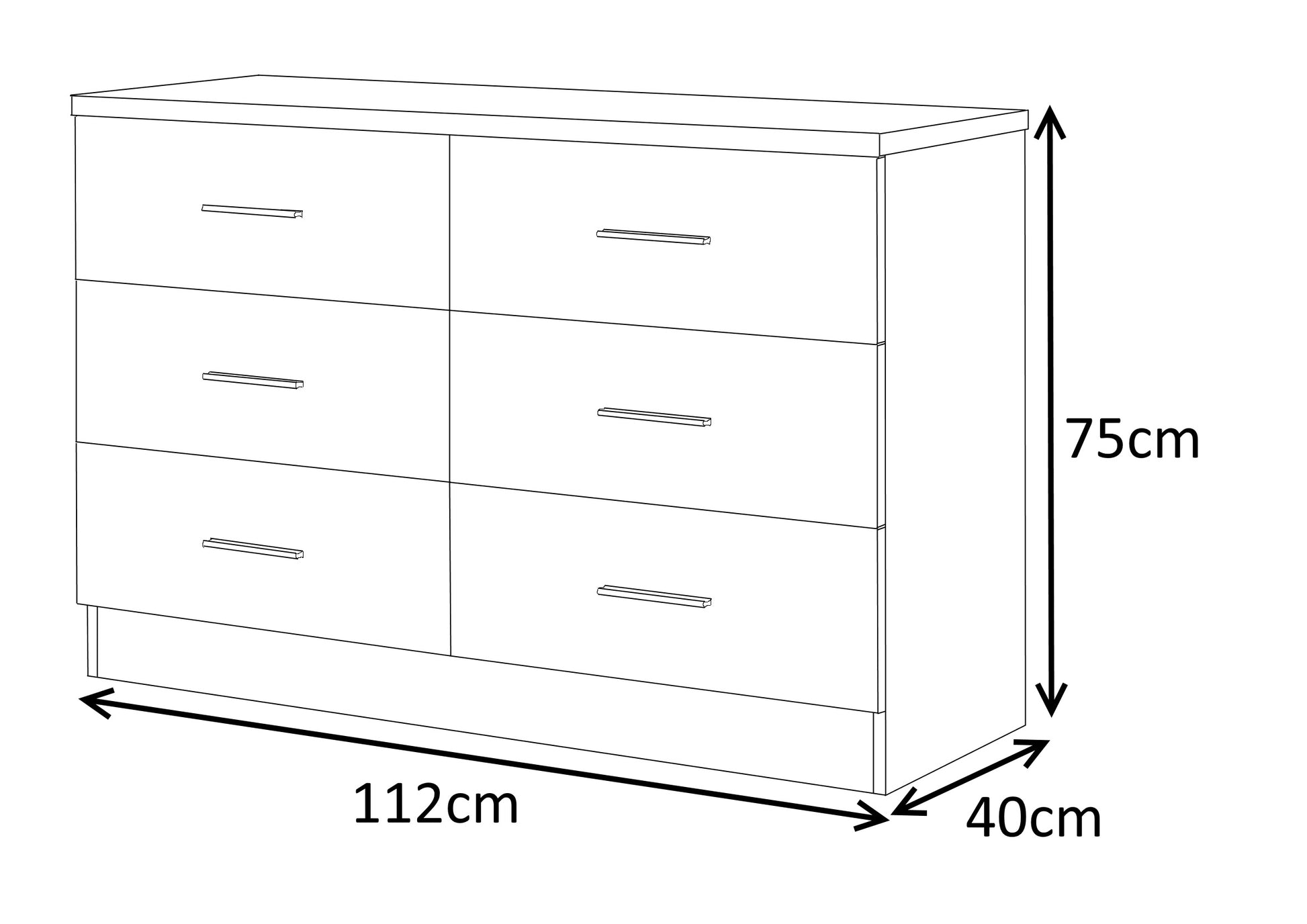 REFLECT SET 2 Door Slider + 6 Drawer Chest + 3 Drawer Bedside (3 Piece Set) in Grey Gloss / Matt White